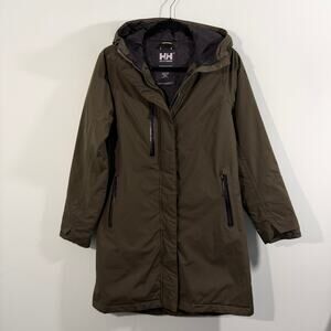 Helly Hansen Women Army Green Adore Insulated Primaloft Waterproof Rain Coat XS